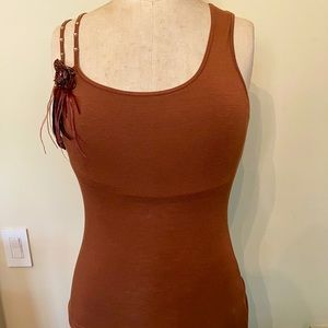 Tank top with feather embellishment